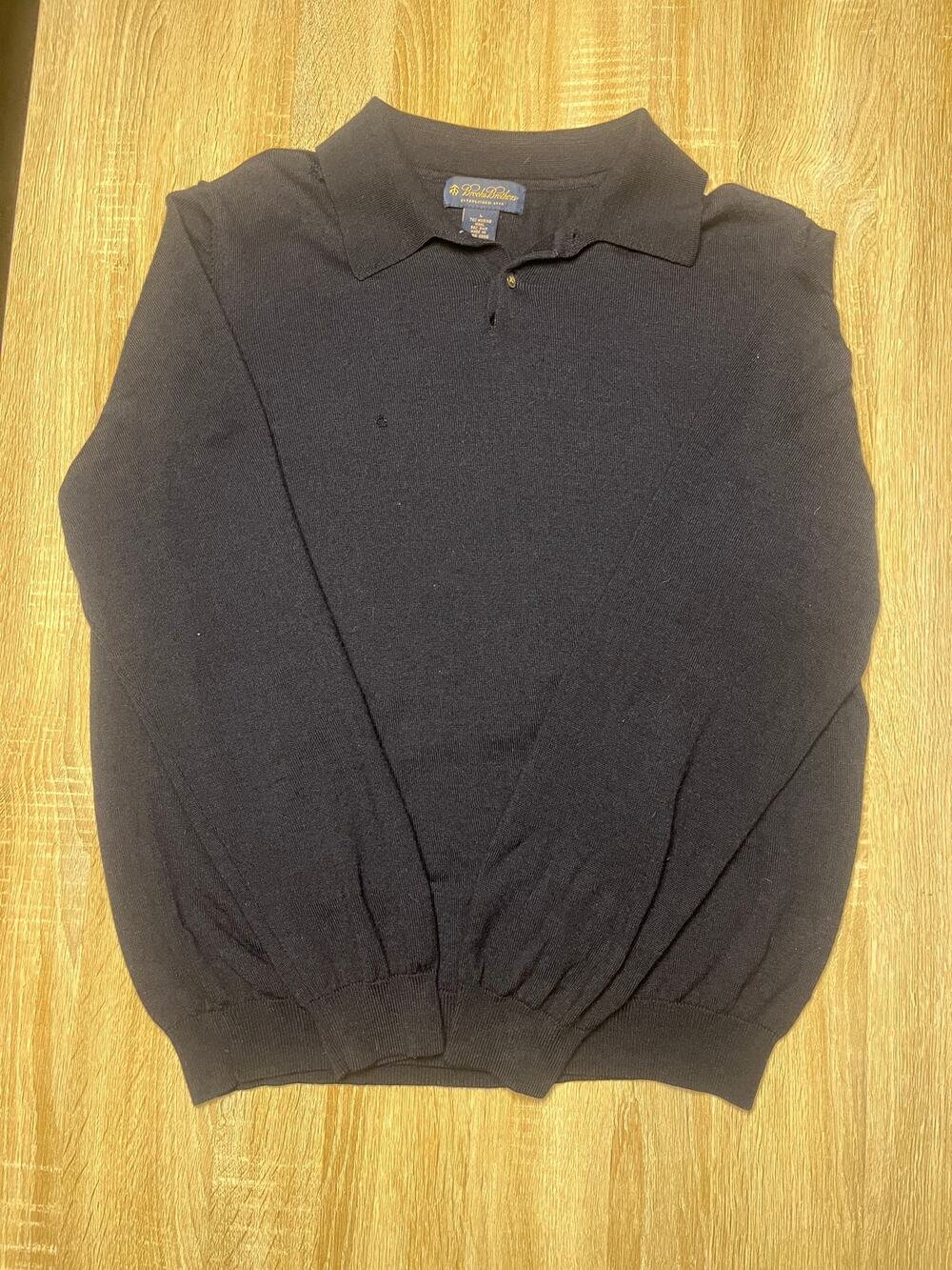 Brooks Brothers Navy Mens Button Wool Sweater Large